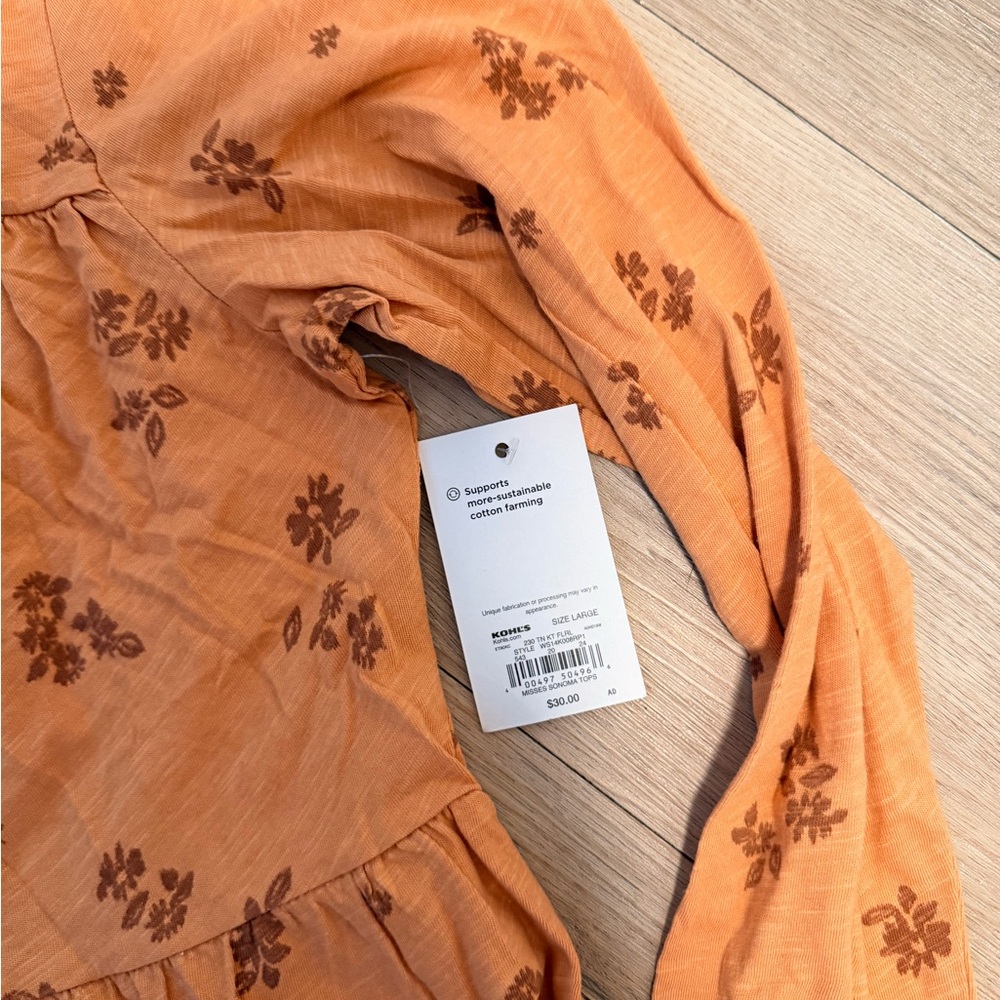 Sonoma Orange Floral Blouse - Picture 3 of 4